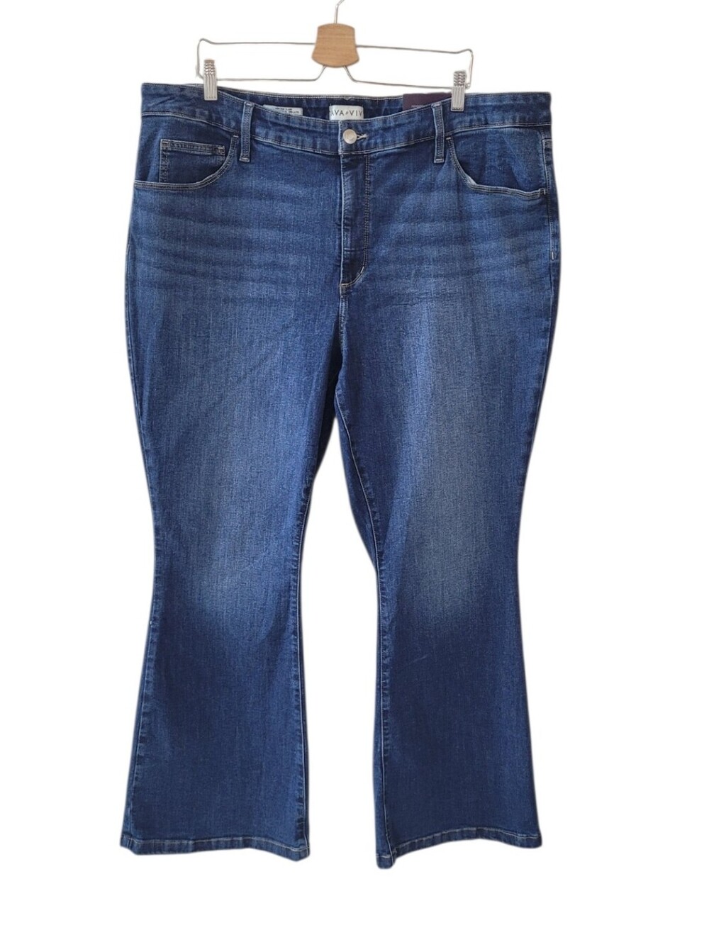 AVA & VIV High Rise No Gap Waistband Stretch Flare Jeans Size 22